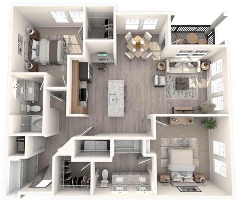 Floor plan for 2 beds, 2 baths, 1189 sqft